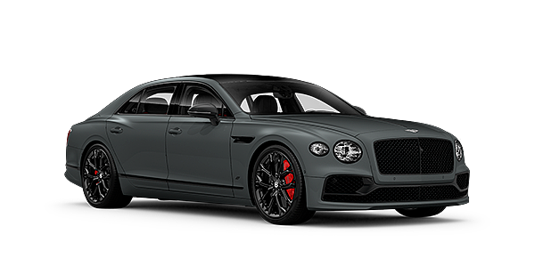 Bentley Al Khobar Bentley Flying Spur S front side angled view in Cambrian Grey coloured exterior. 